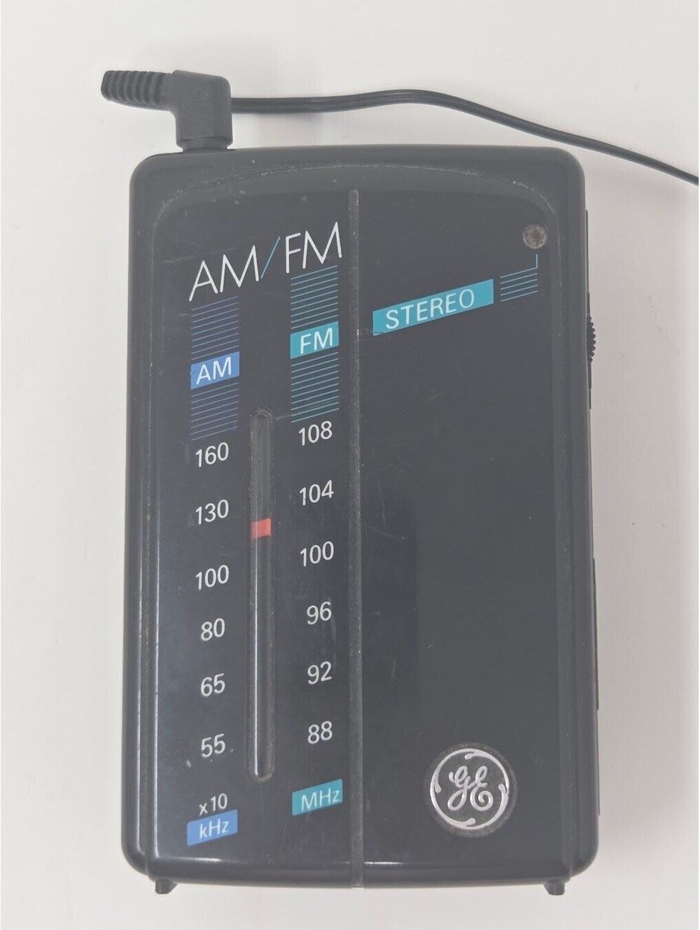 GE AM FM Stereo Personal Radio With Headphones Black Portable Analog Tuner